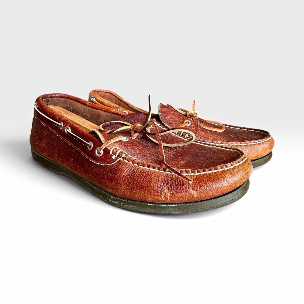 L.L.Bean Men’s Brown Leather Boat Shoes / Handsewn Moccasins – Size 13
